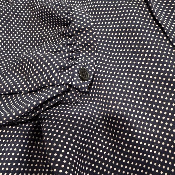 Loft Blue White Polka Dot Chiffon Blouse Large - Picture 3 of 6